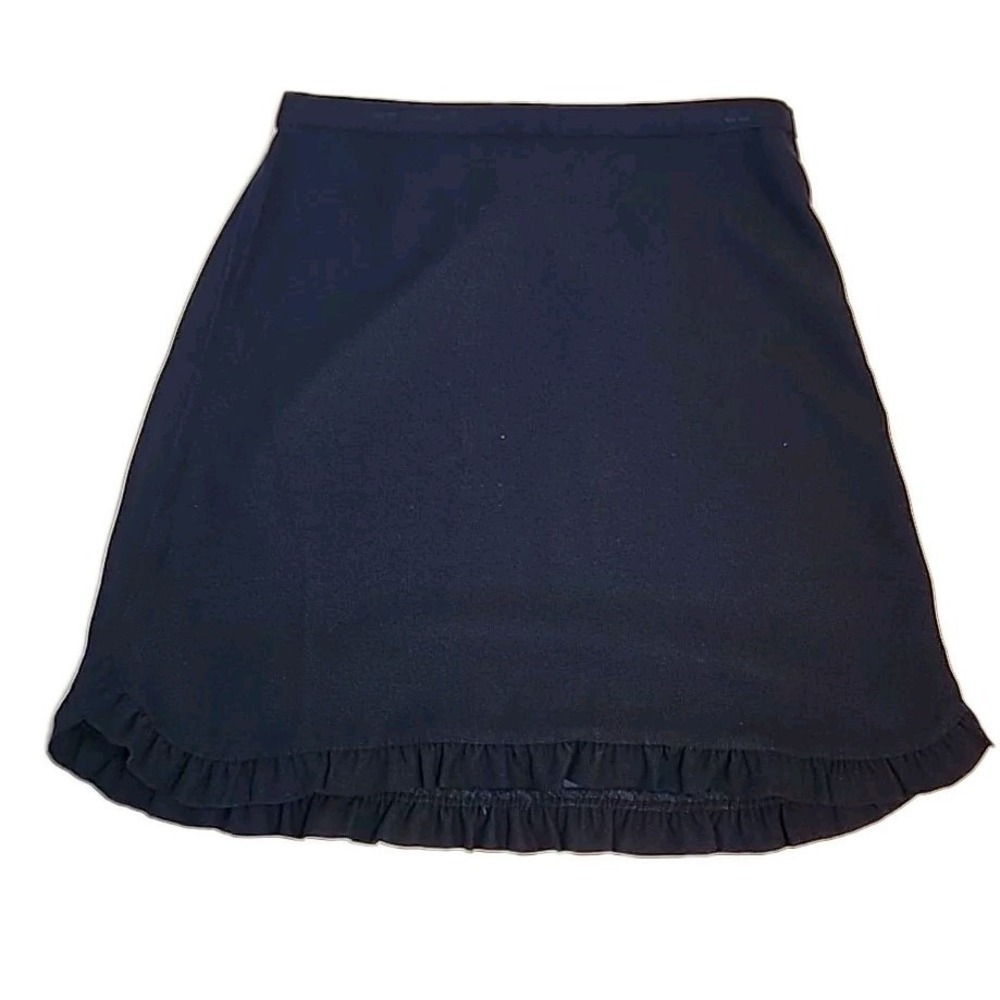 Draper James Womens Mini Skirt‎ Size 6 Blue Ruffled Hem Side Zip Office Business